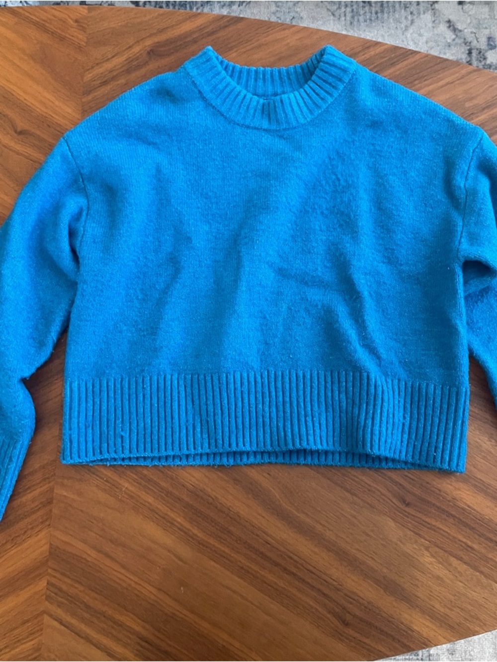 Bright Blue Crewneck Cropped Sweater